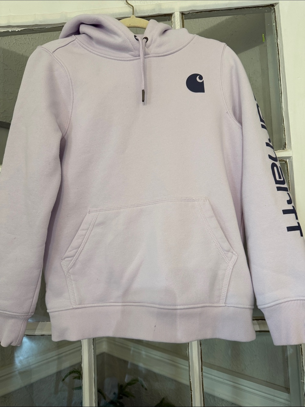 Carhartt Women S Lavender Hooded Pullover with Navy Logo